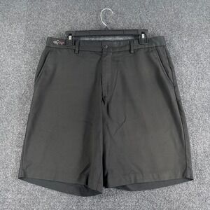 Greg Norman Golf Shorts Mens 34 Black Performance Polyester Shark Logo Casual